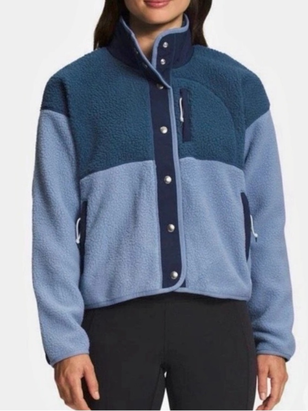 THE NORTH FACE Cragmont Sherpa Fleece Snap Jacket Folk Blue Color Block Size XXL